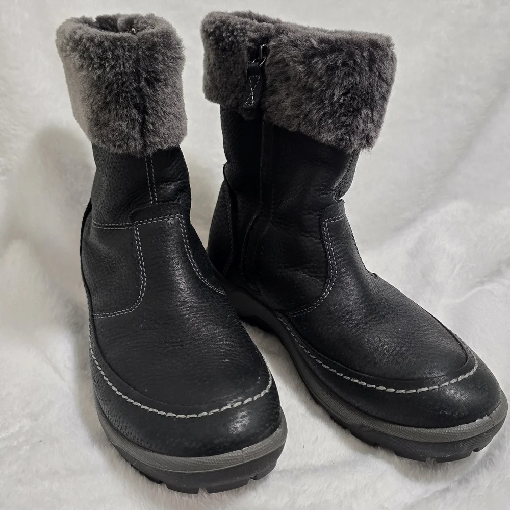 ECCO Women's Trace W Black Leather Snow Boot 39 or 8.5